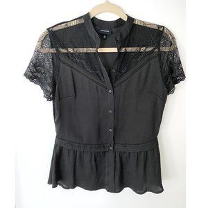 Who What Wear Lace Short Sleeve Top - X-Small